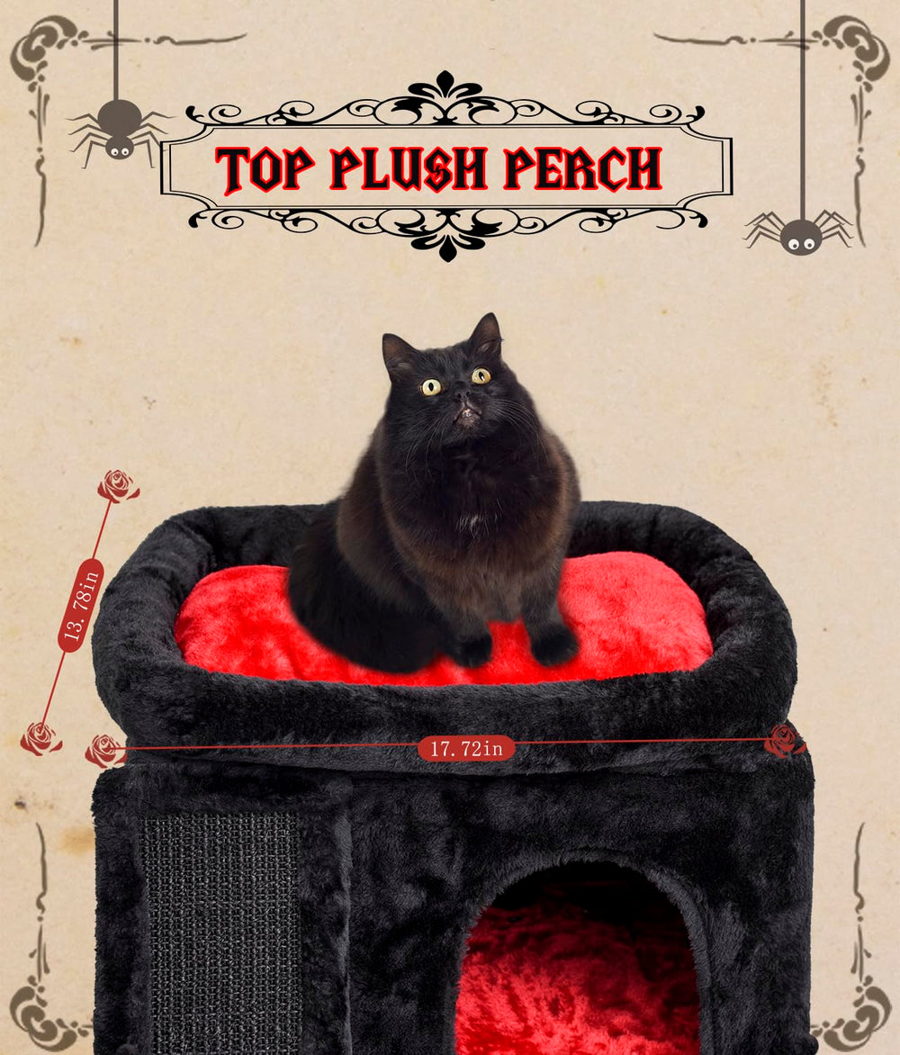 SYANDLVY Gothic Cat Tree coffin bed provides a cozy hideaway for kittens