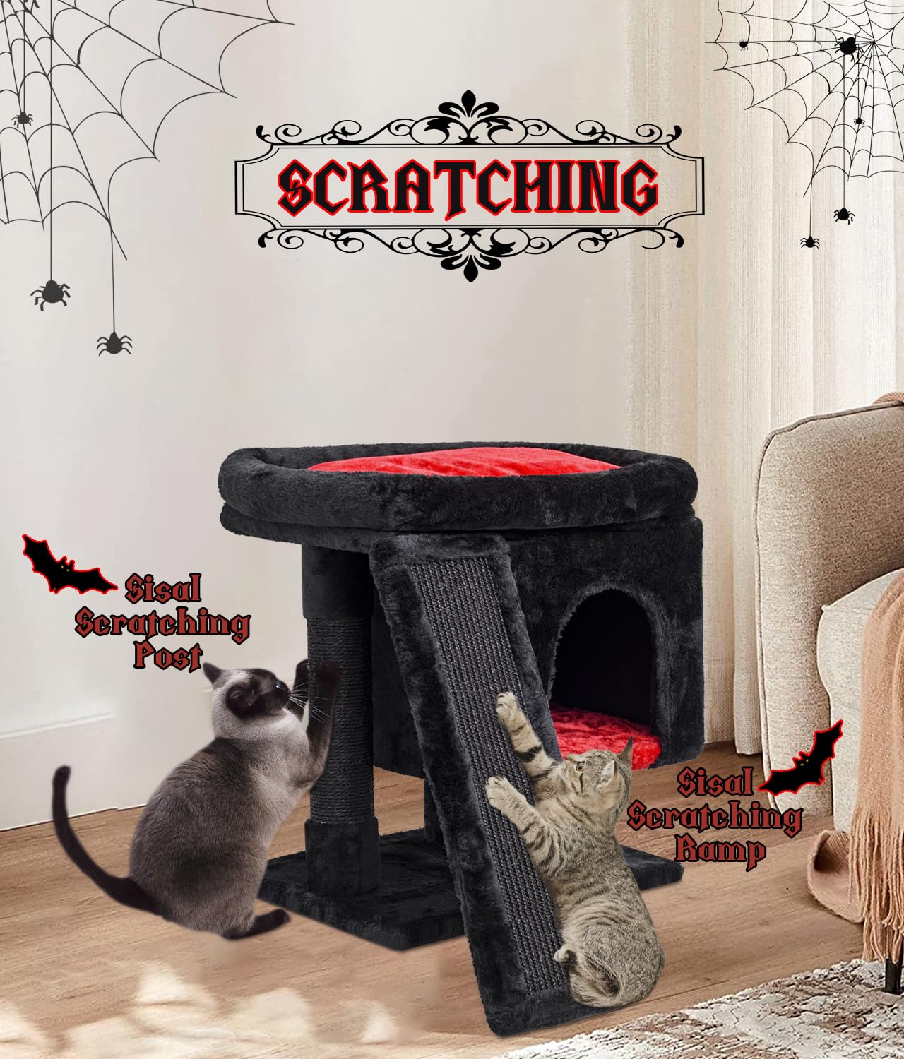 SYANDLVY Gothic Cat Tree indoor activity hub keeps cats engaged at home