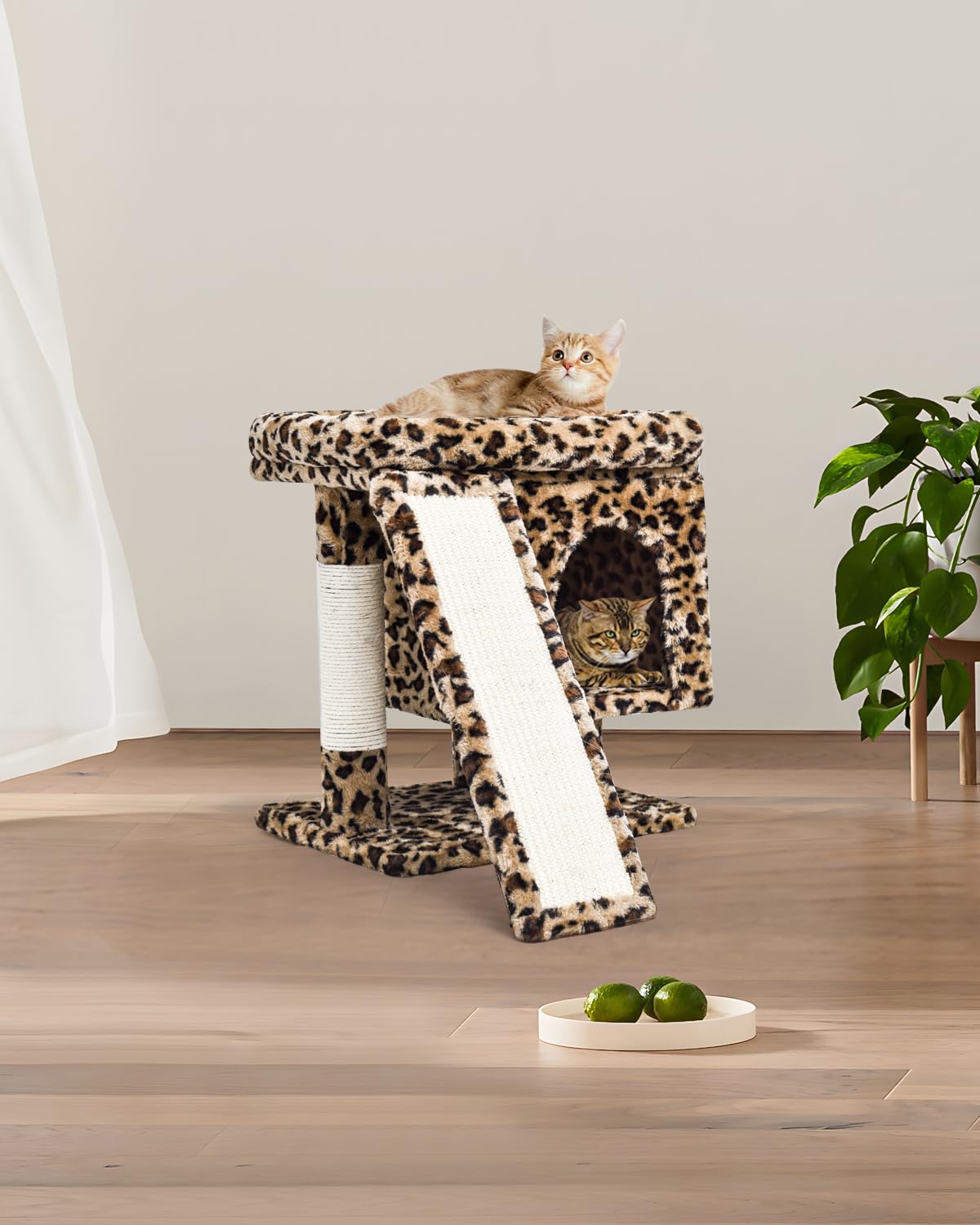 SYANDLVY leopard cat tree kittens cave invites cozy naps and hide-and-seek.