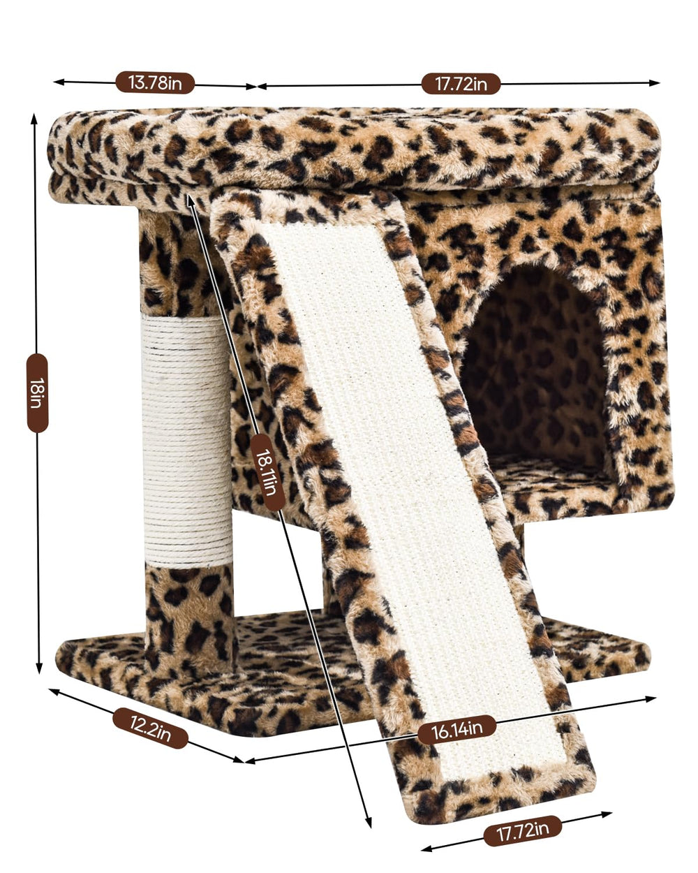 SYANDLVY leopard cat tree sisal post delivers satisfying scratching to protect furniture.