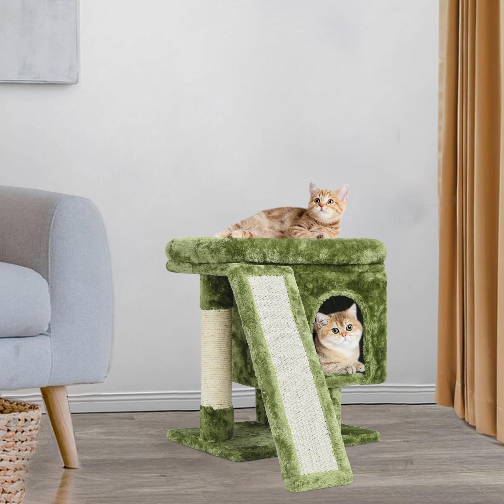 SYANDLVY small cat tower green indoor design blends with decor.