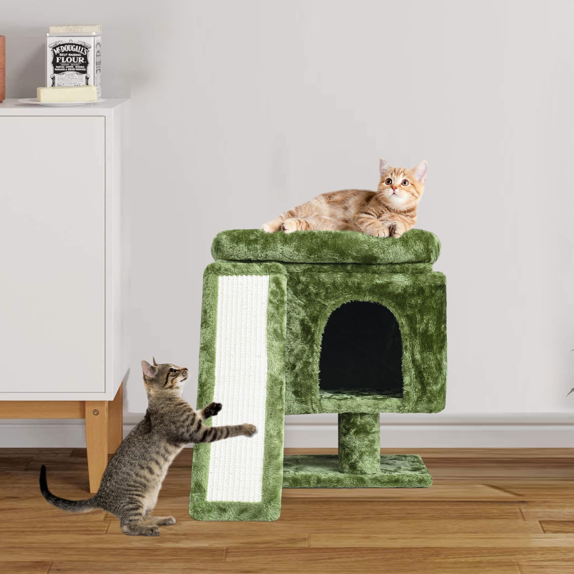 SYANDLVY small cat tower sisal board supports stretching and play.