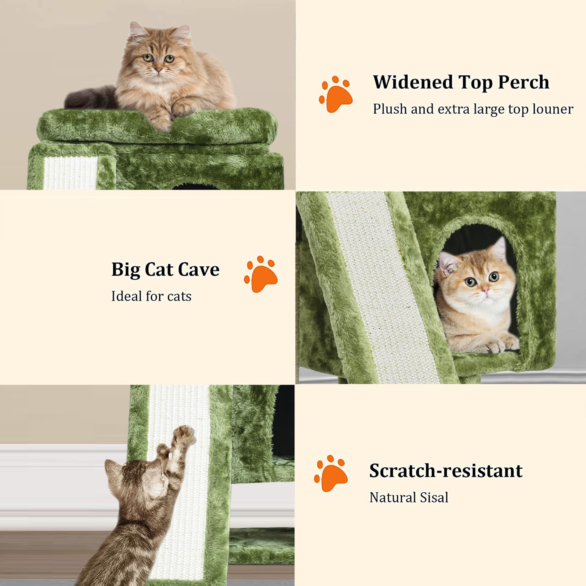 SYANDLVY small cat tower sturdy base plates ensure stability.