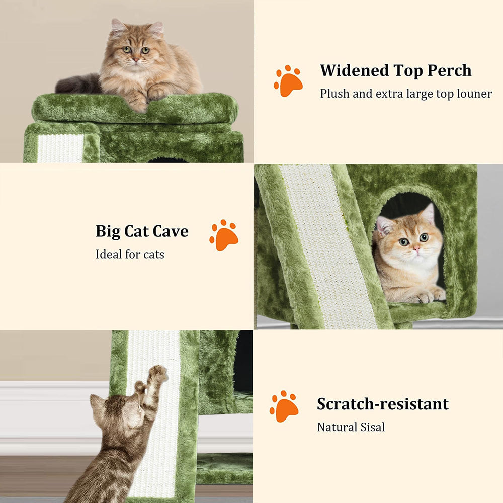 SYANDLVY small cat tower sturdy base plates ensure stability.