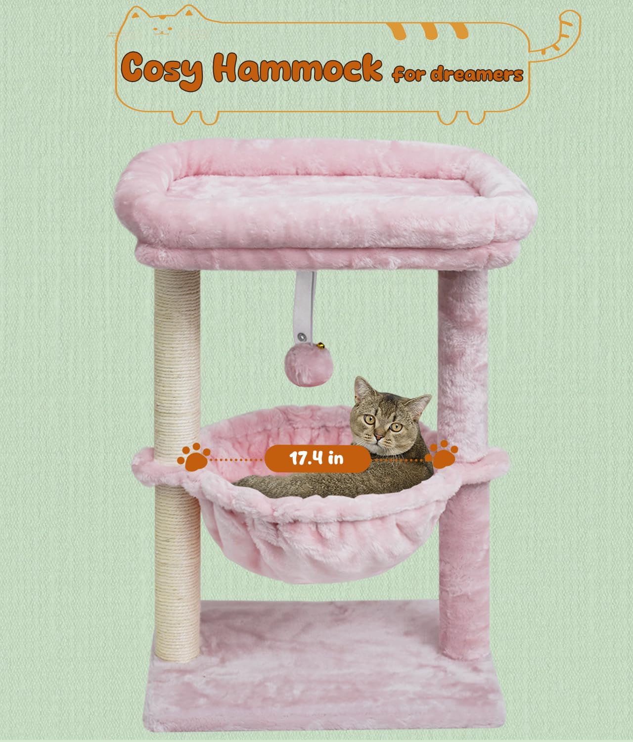 SYANDLVY cat tree reinforced base for sturdy stability.