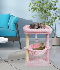 SYANDLVY cat tree hanging ball inviting interactive play.
