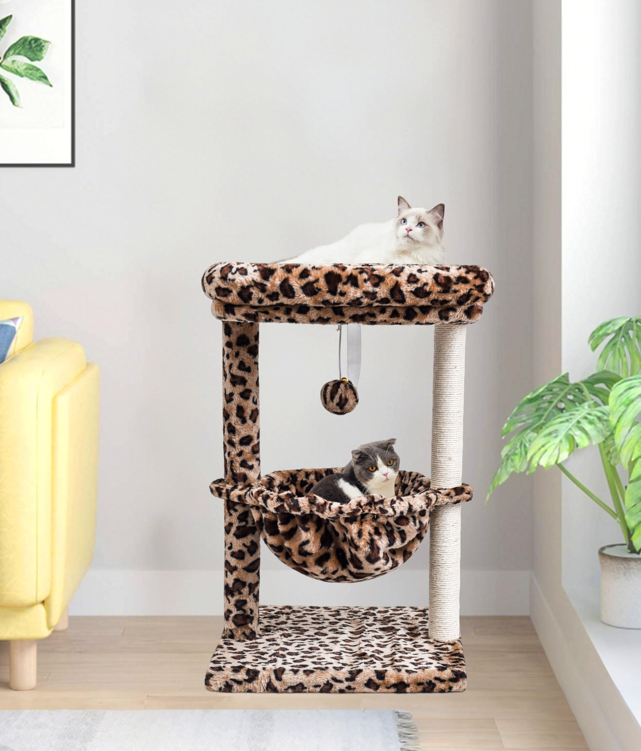 SYANDLVY cheetah-print cat furniture adds stylish decor and a playful resting space.