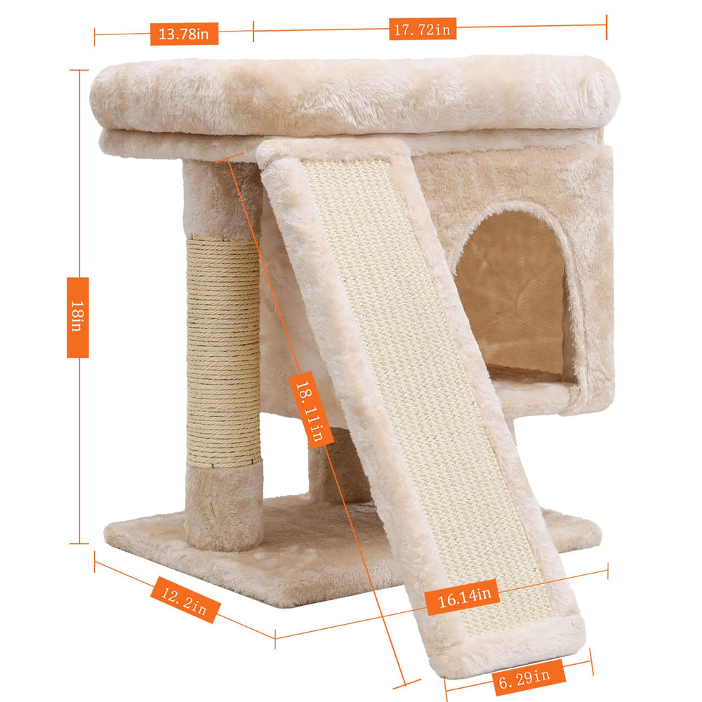 SYANDLVY small cat tree scratching post protects furniture while satisfying scratching instincts.