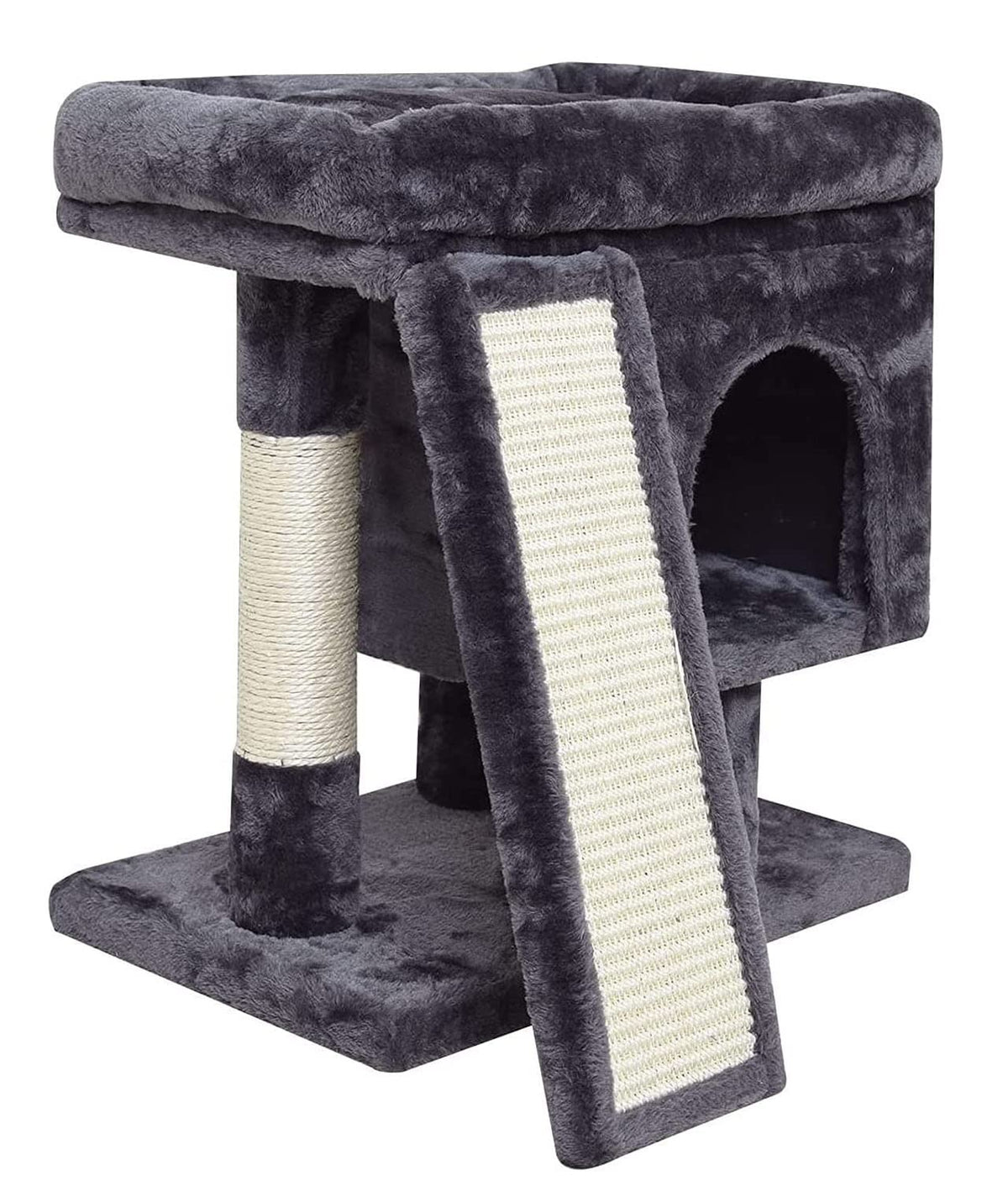 SYANDLVY small cat tree top perch provides a soft, inviting lounging spot for cats.