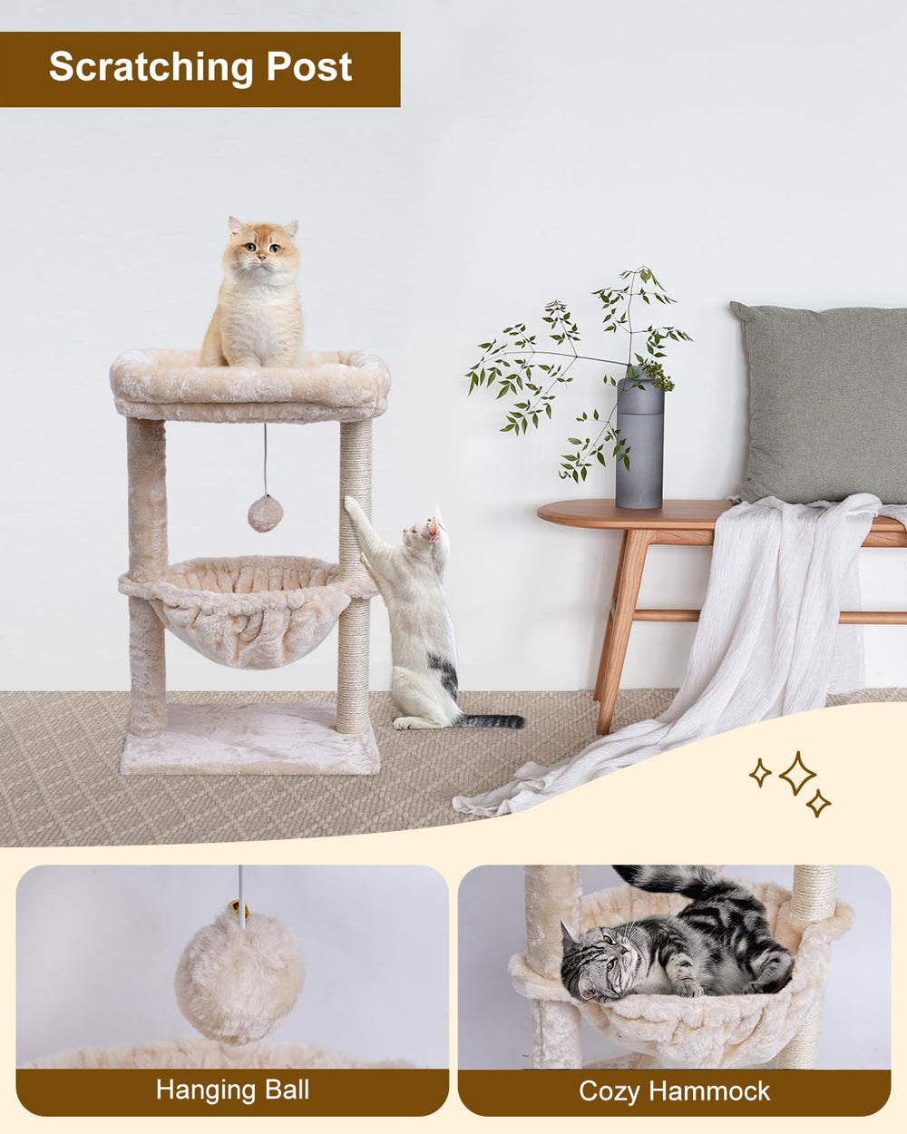 SYANDLVY beige natural sisal posts satisfy scratching instincts without scratching furniture