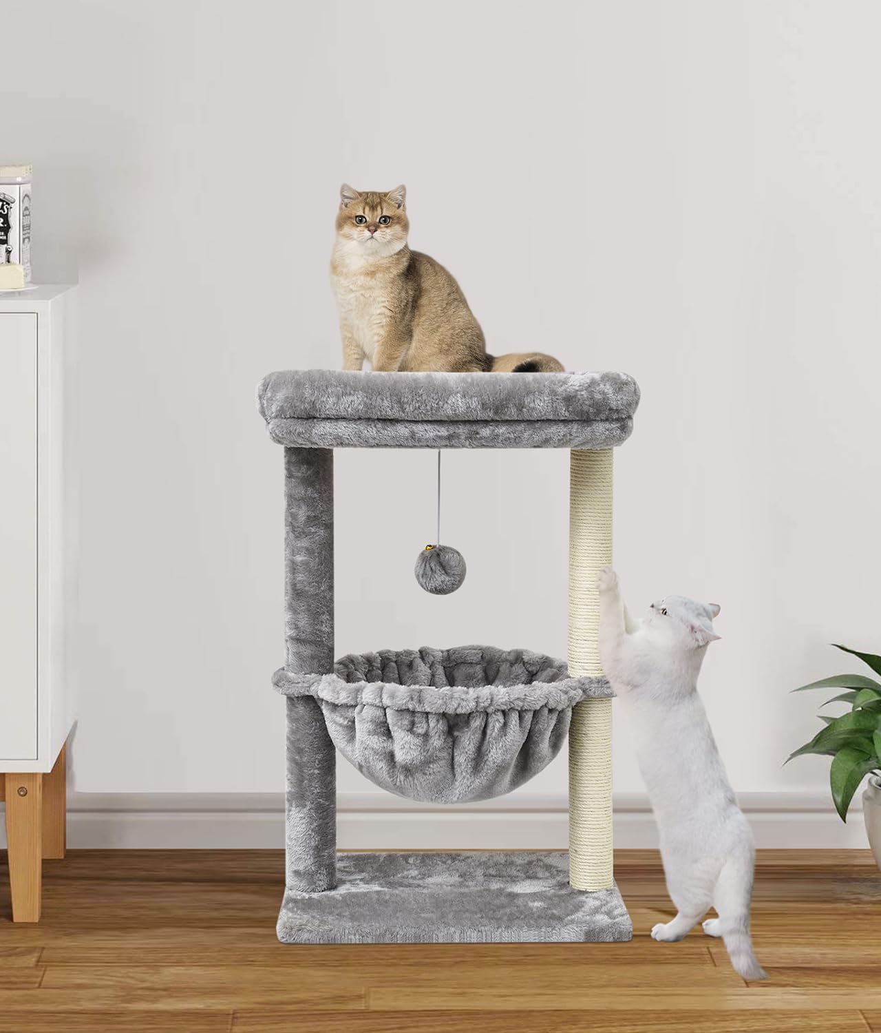 SYANDLVY small cat tree classic grey finish complements modern decor
