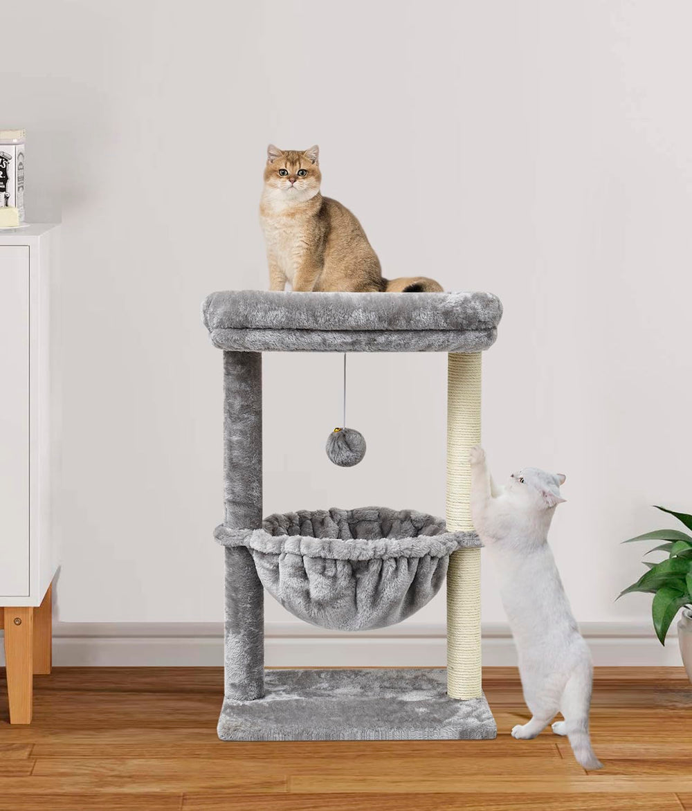 SYANDLVY small cat tree classic grey finish complements modern decor