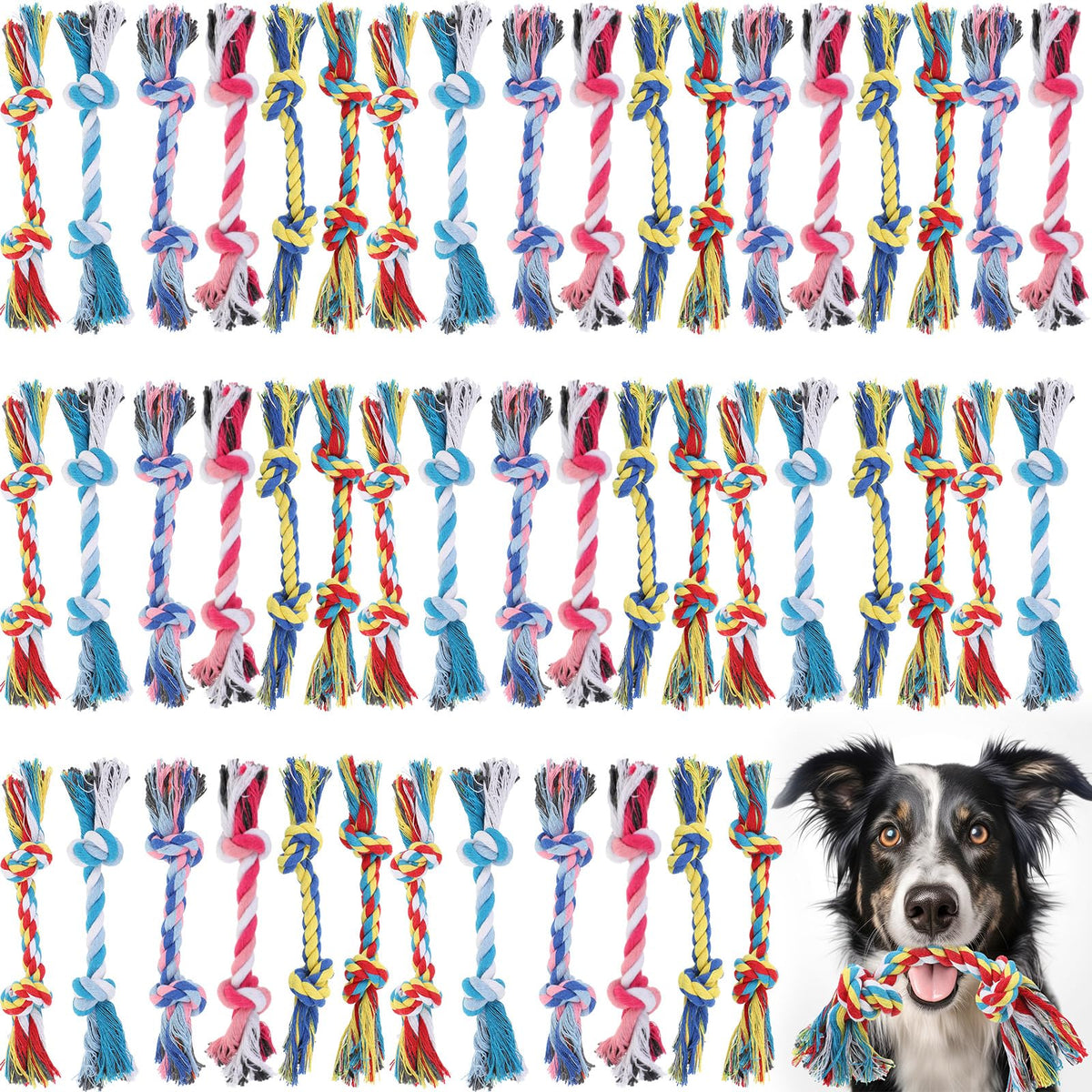 Syhood 48-pack dog chew rope set for daily chewing and play.