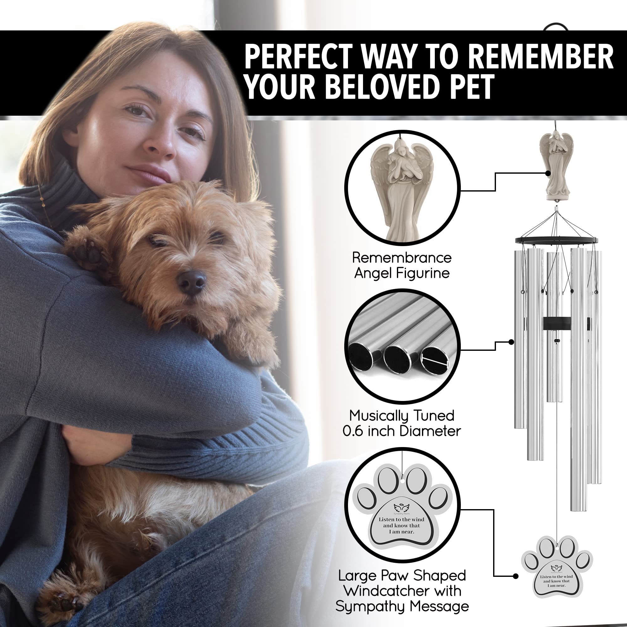 SYMPATHY HEARTS five-tuned metal chimes produce serene, harmonious tones for quiet reflection.