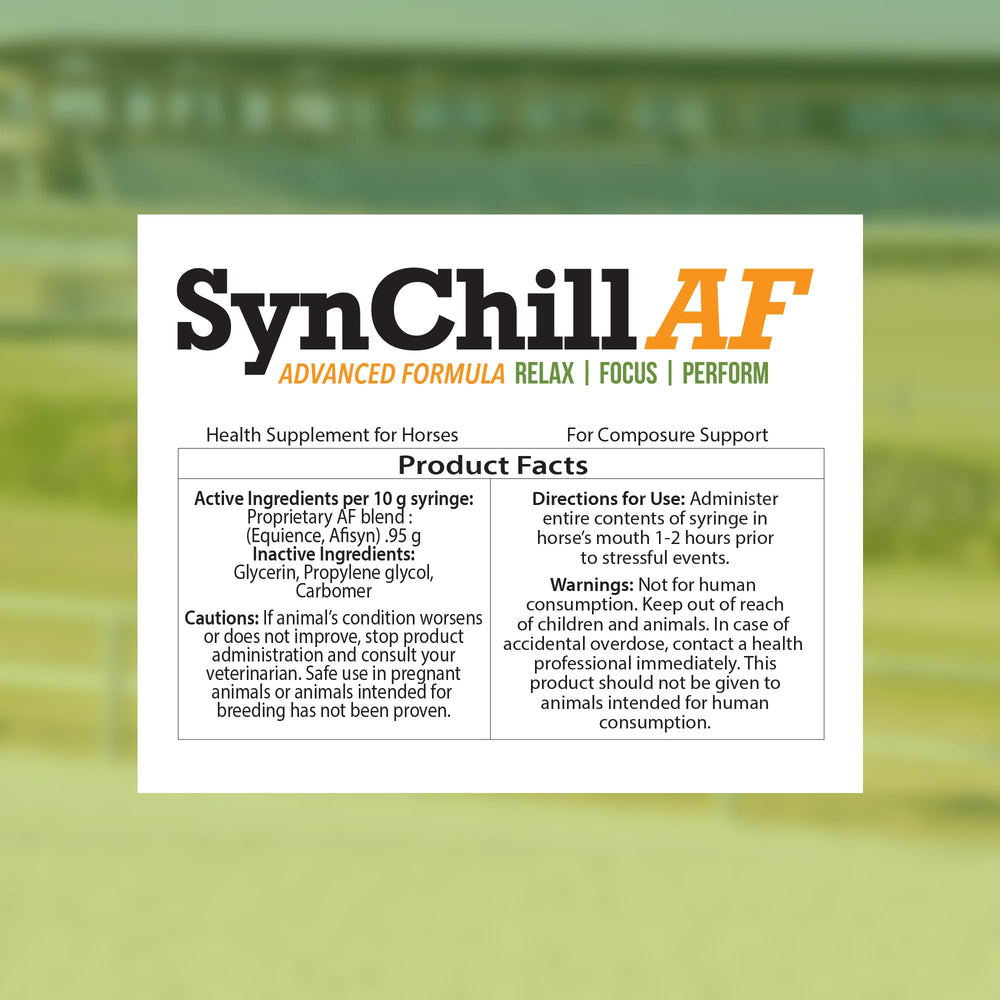 SynNutra Equine SynChill AF pour demonstrates on the go calm during training