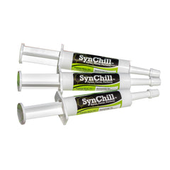 SynChill gel tube close-up showing natural formula for calm focus