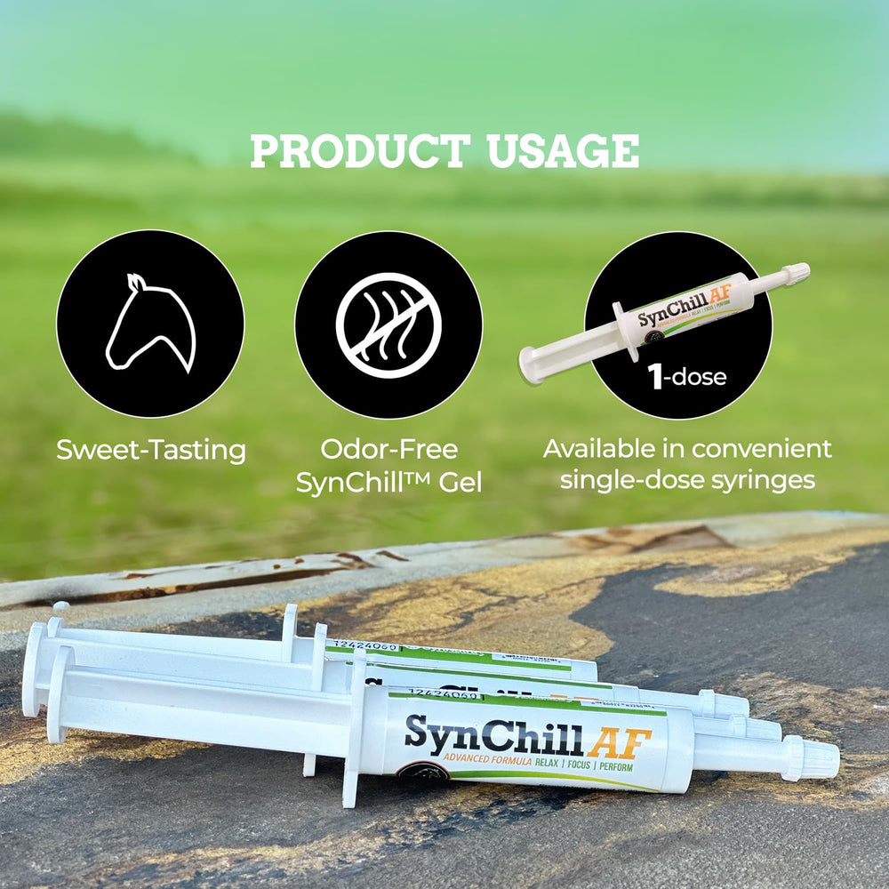 Made-in-USA SynChill AF bottle beside brand labeling.