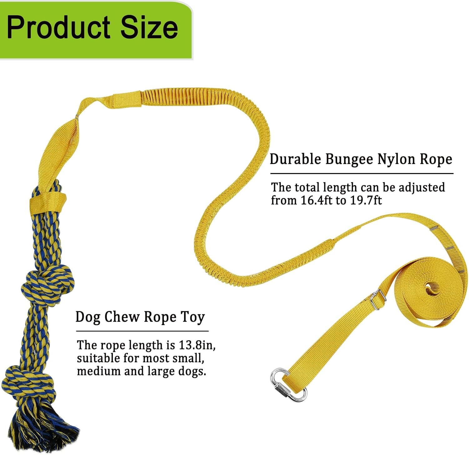 SYOOY bungee rope dog toy close-up highlights durable elastic design.