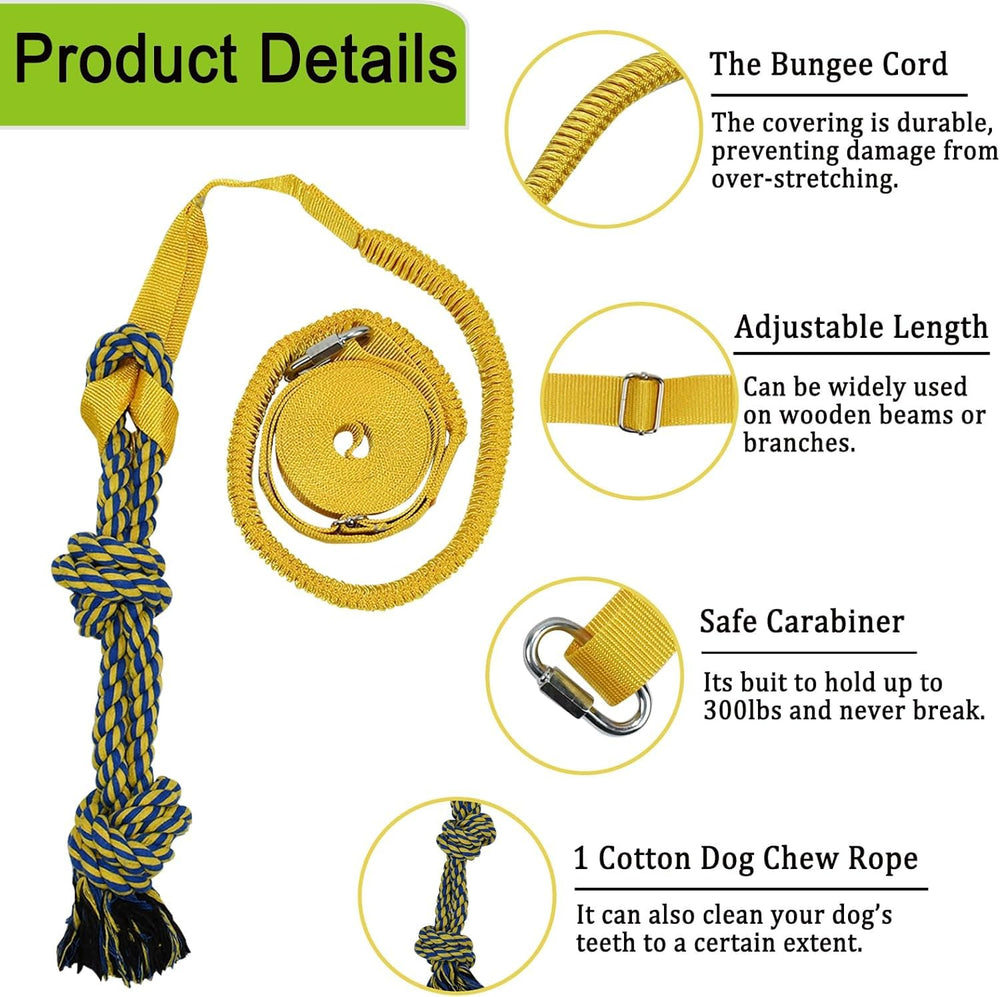 SYOOY dog tug toy assembly over a sturdy beam shows easy setup.