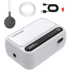 SYSENCIAGA aquarium air pump front view shows compact, quiet aeration for home tanks