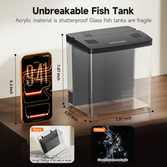 SYSENCIAGA desktop tank with LED colors creates vivid mood lighting.