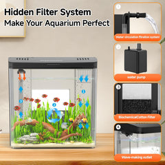 SYSENCIAGA self-cleaning filtration system keeps water clear.