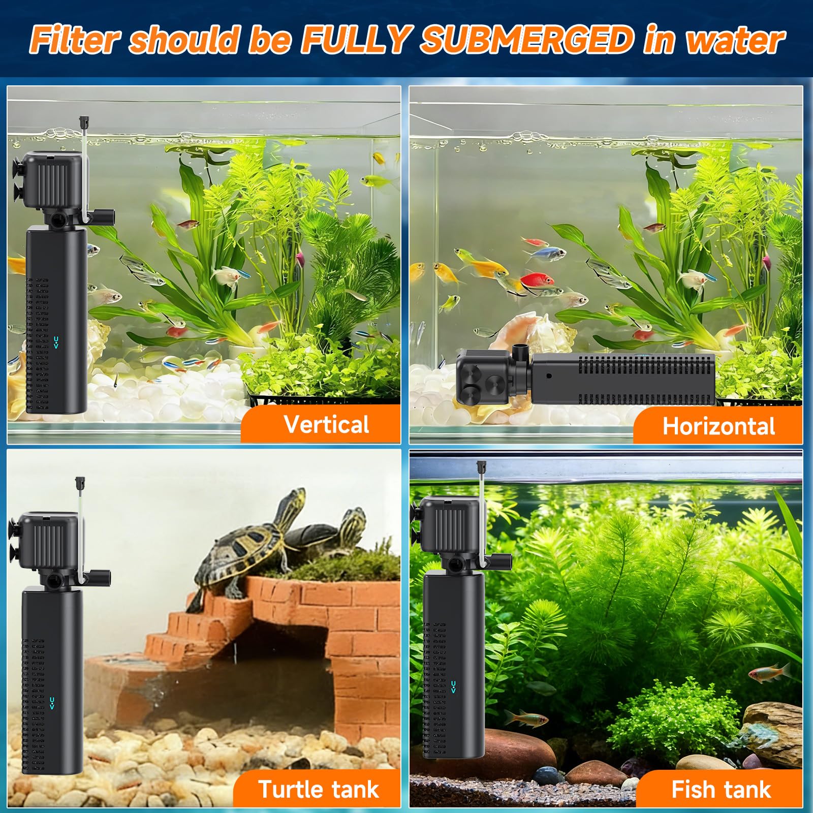SYSENCIAGA integrated wave maker creates natural water movement in tanks.