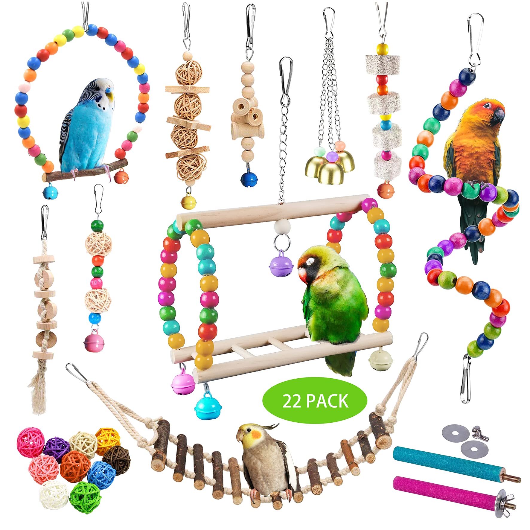 Sysmashing wooden ladder bird toy encourages climbing and exercise.