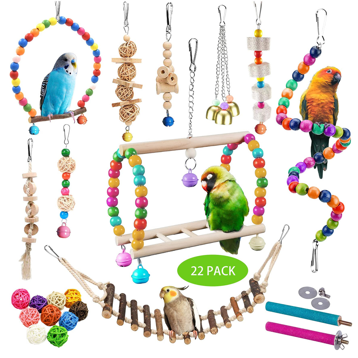 Sysmashing wooden ladder bird toy encourages climbing and exercise.