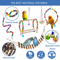 Sysmashing parrot swing with safe bells for interactive play.