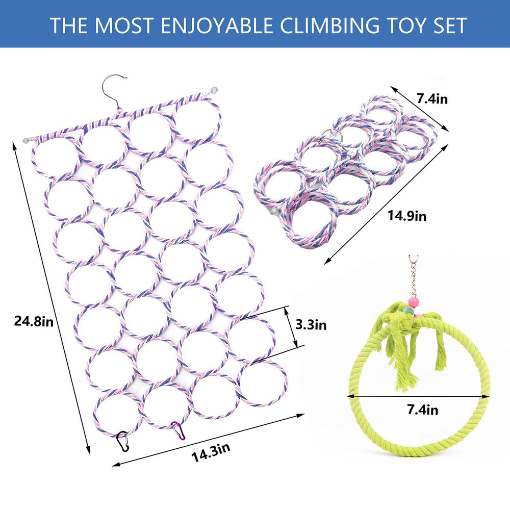 Sysmashing cage-mounted rope net installed for multi-pet play.