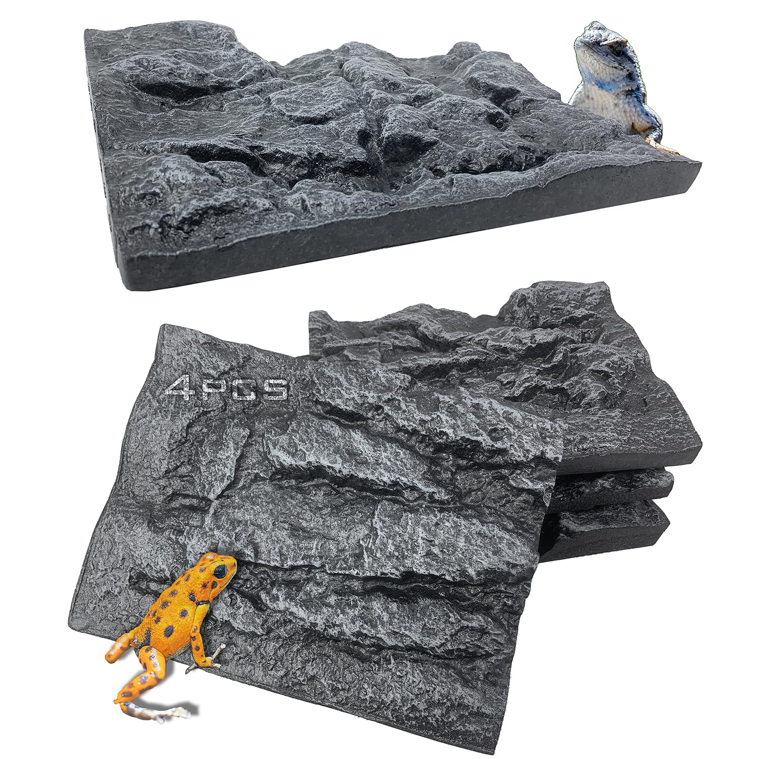 Sysmashing rock background panel assembly shows four panels joined for a seamless terrarium backdrop.