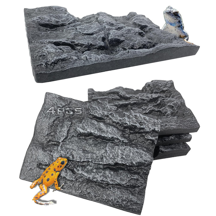 Sysmashing rock background panel assembly shows four panels joined for a seamless terrarium backdrop.
