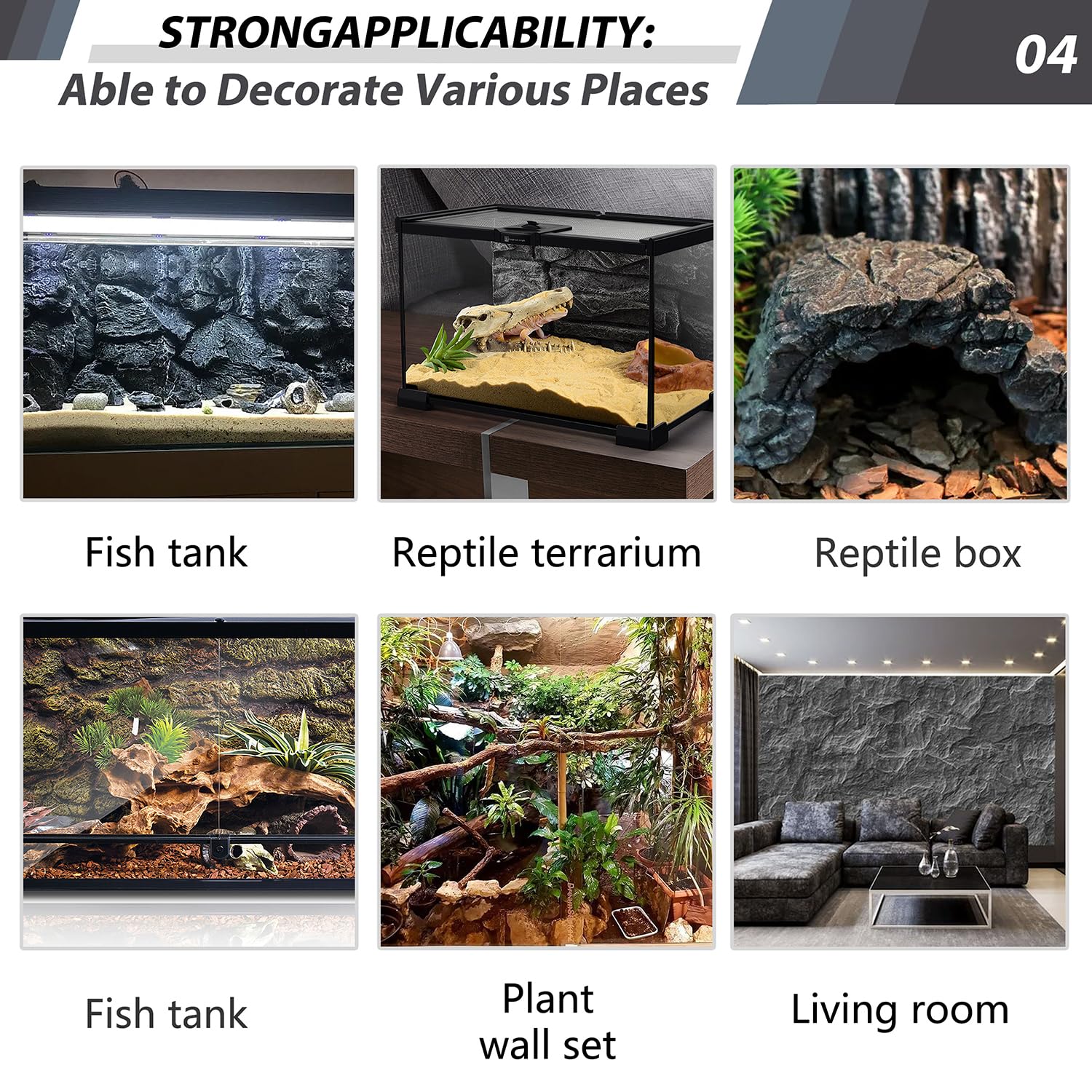 Sysmashing terrarium climbing backdrop enhances vertical space for reptiles.