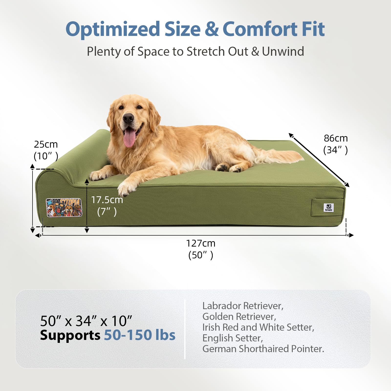 Sytopia bed showing built-in bolster and lowered front edge for easy entry