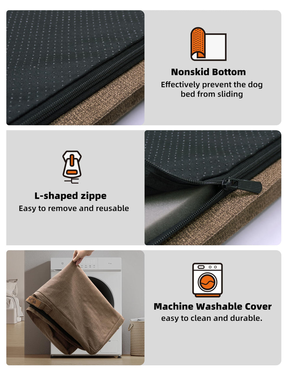 Sytopia easy-care foam bed with washable cover for busy households.