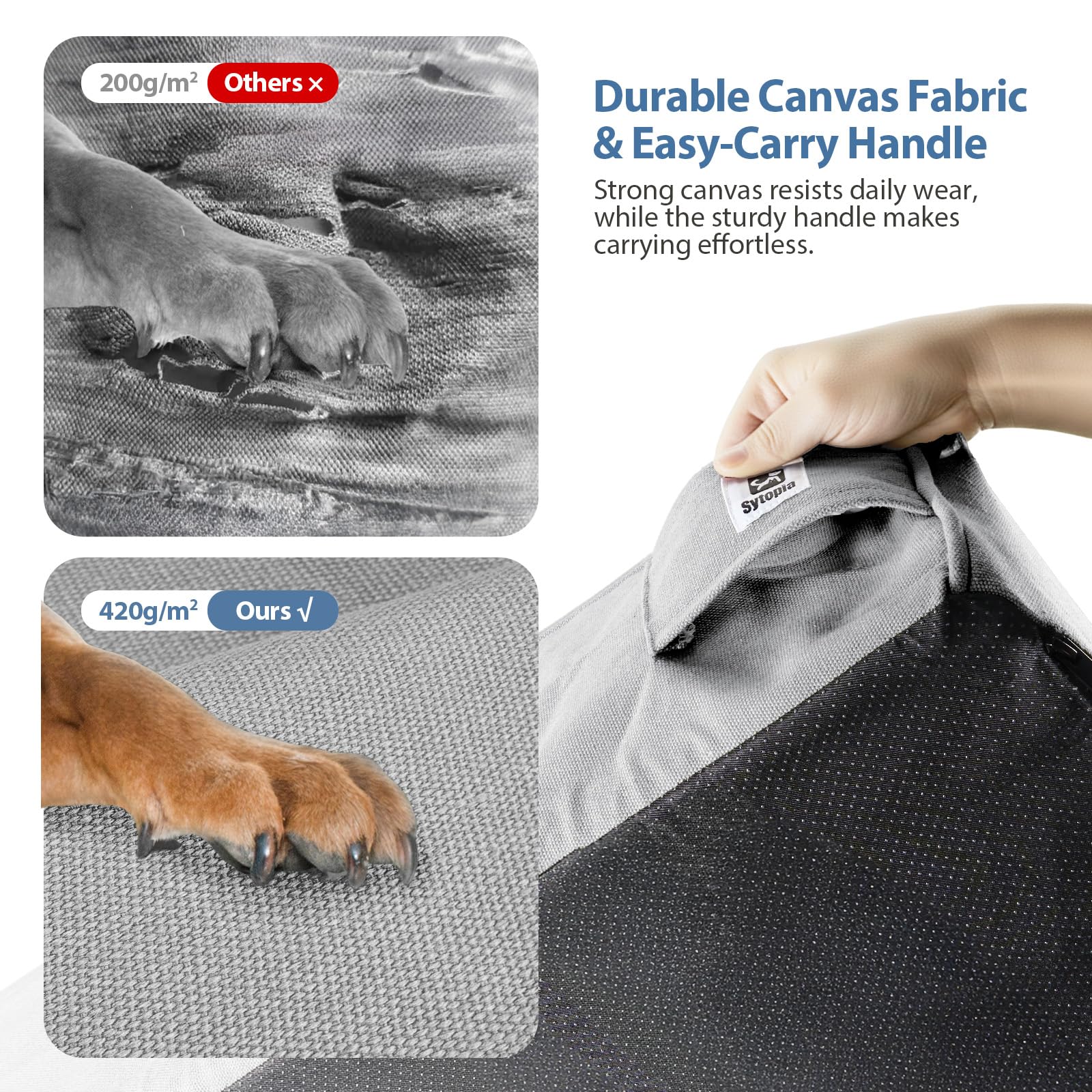 Sytopia non-slip base keeps the bed steady on floors.
