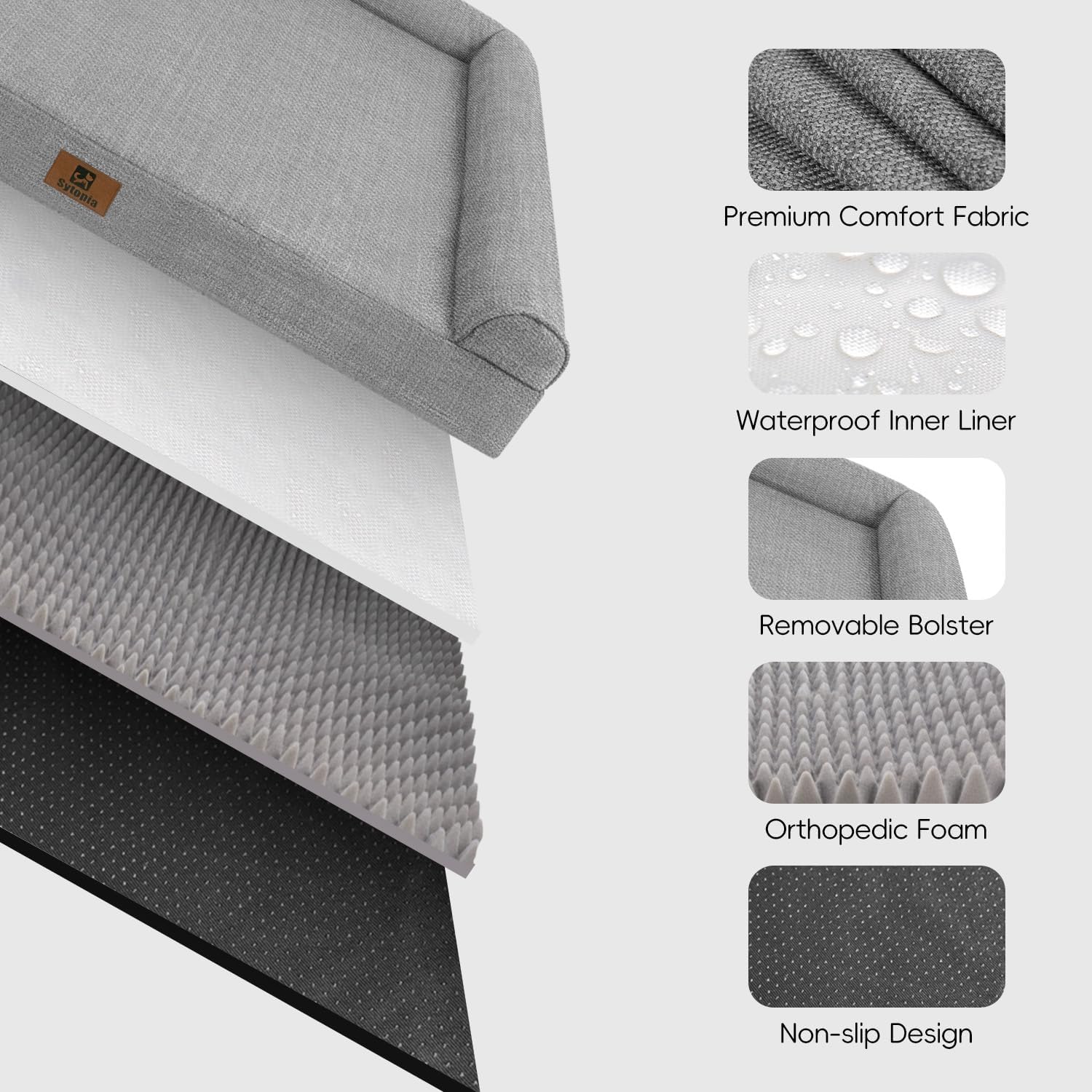 Sytopia OEKO-TEX certified cover and CertiPUR-US foam for safety.