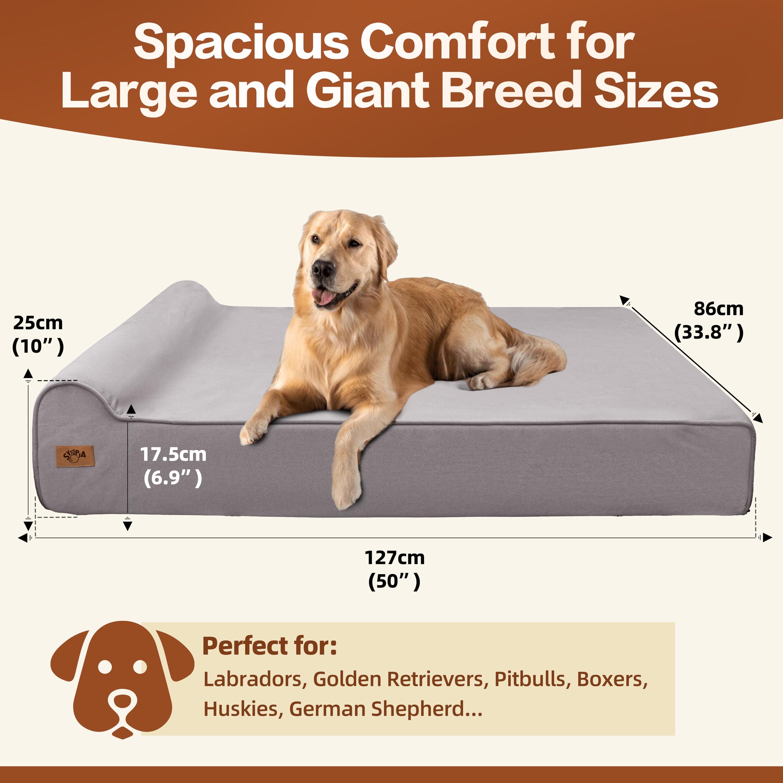 Sytopia XXL memory foam dog bed top view highlighting generous surface area