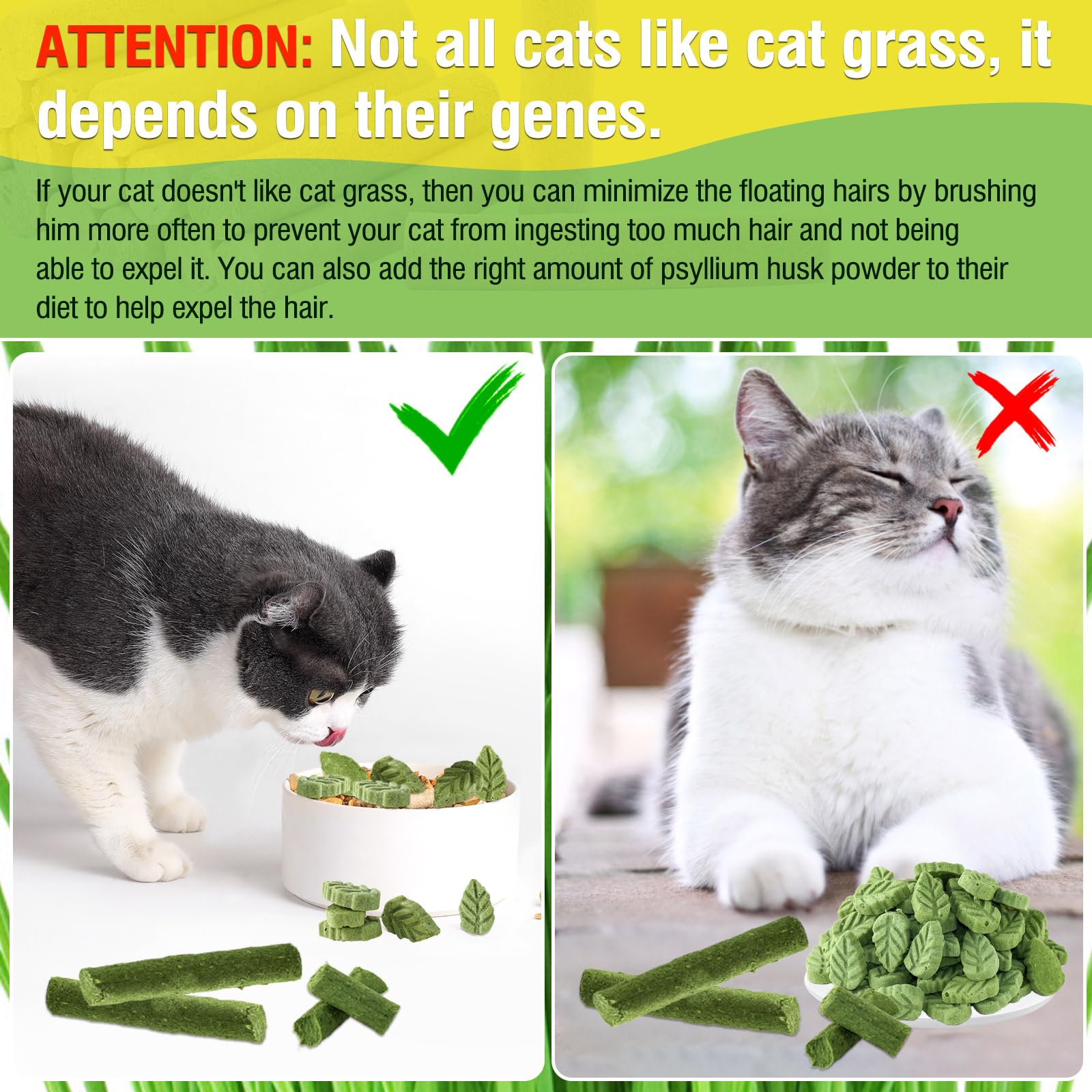 SYWUAII cat grass stick demonstrates hairball support through chewing and natural fiber.