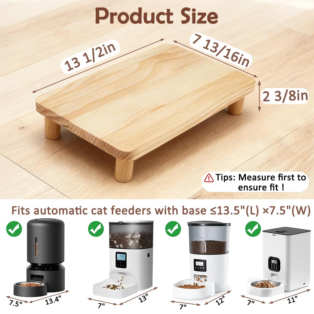 SZEE cat food stand in living room highlights minimalist wood grain that complements decor.