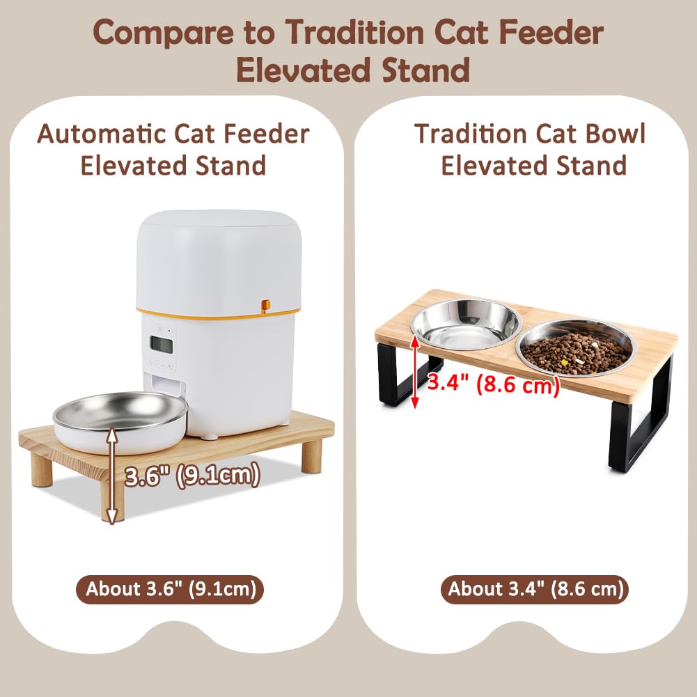 SZEE cat food stand wood grain texture adds warmth to your pet feeding area.