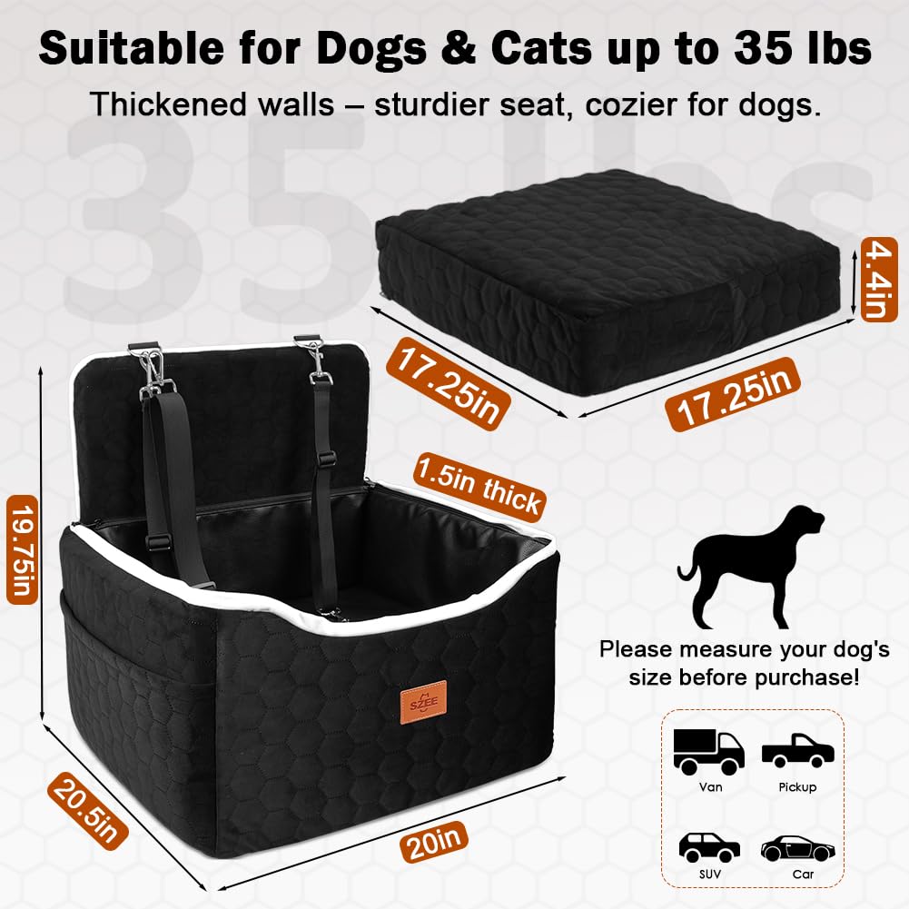 SZEE Dog Car Seat front pocket stores toys and leashes
