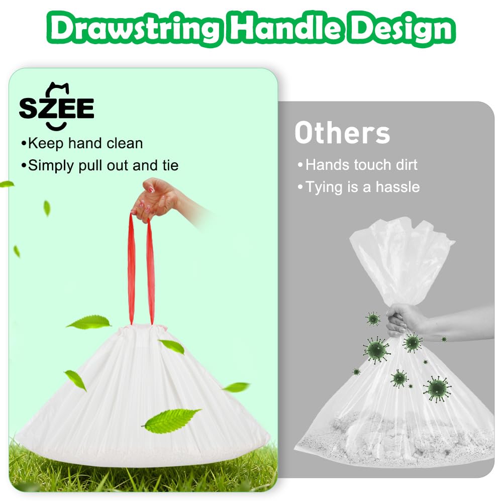 SZEE heavy-duty bags handle up to 10 kg of litter for reliable use.