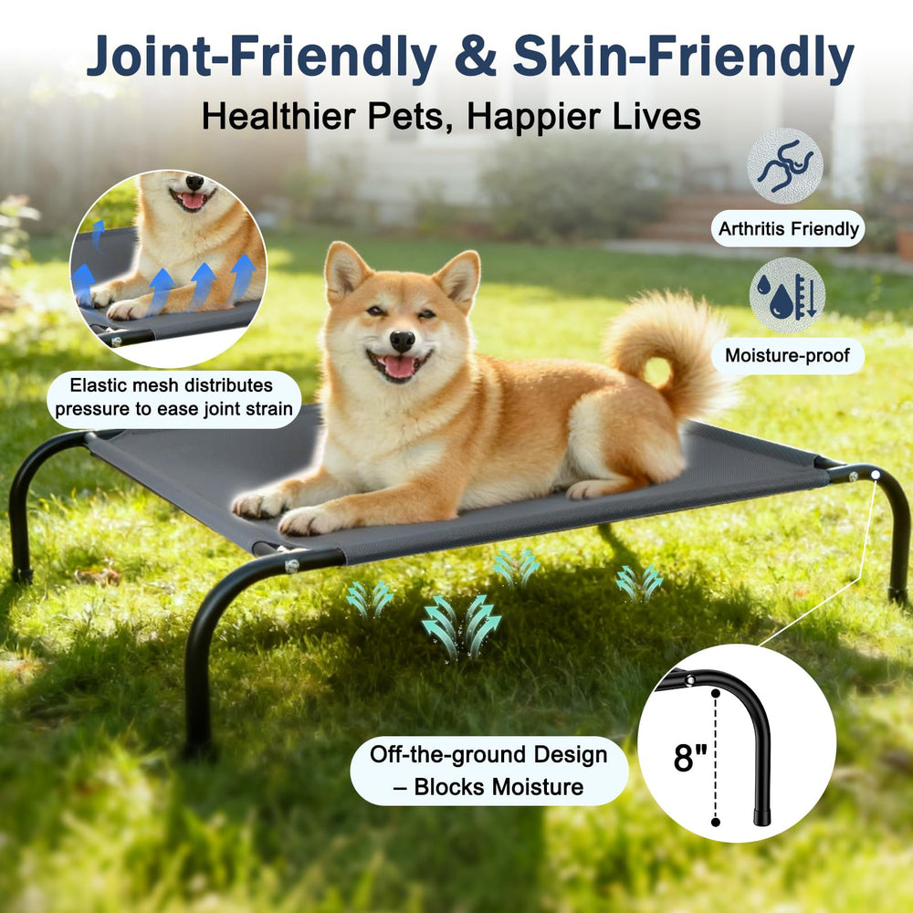 SZEE Raised Dog Cot Bed suitable for patio and camping adventures
