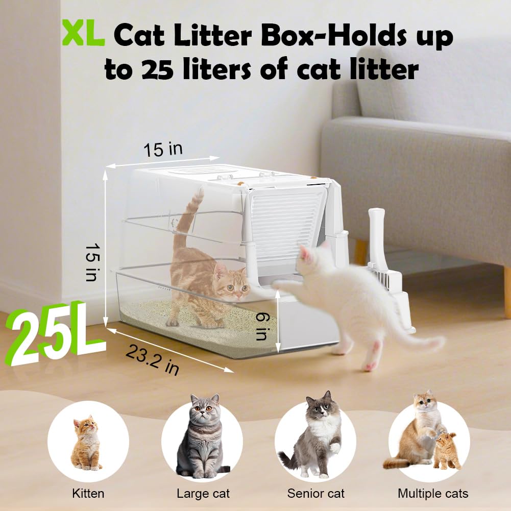 SZEE litter box overlapping inner walls prevent scatter and keep litter contained.