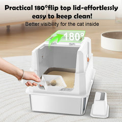 SZEE stainless steel litter box interior with extra-large space for larger cats.