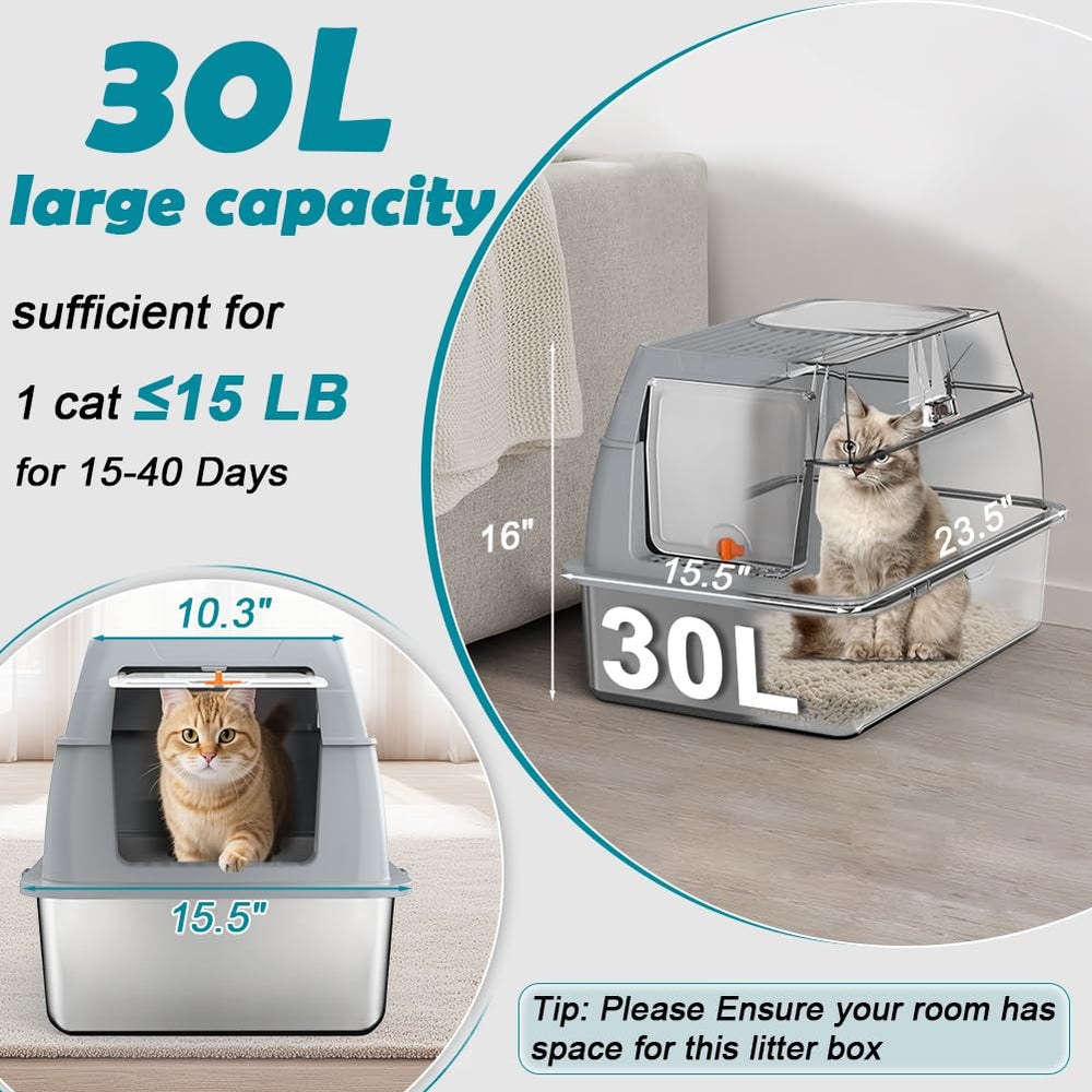 SZEE XL front view showing tall sides to reduce litter scatter.
