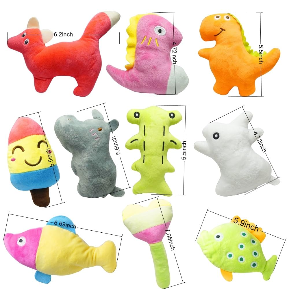 SZKOKUHO dolphin plush squeaky toy engages curious puppies during play.