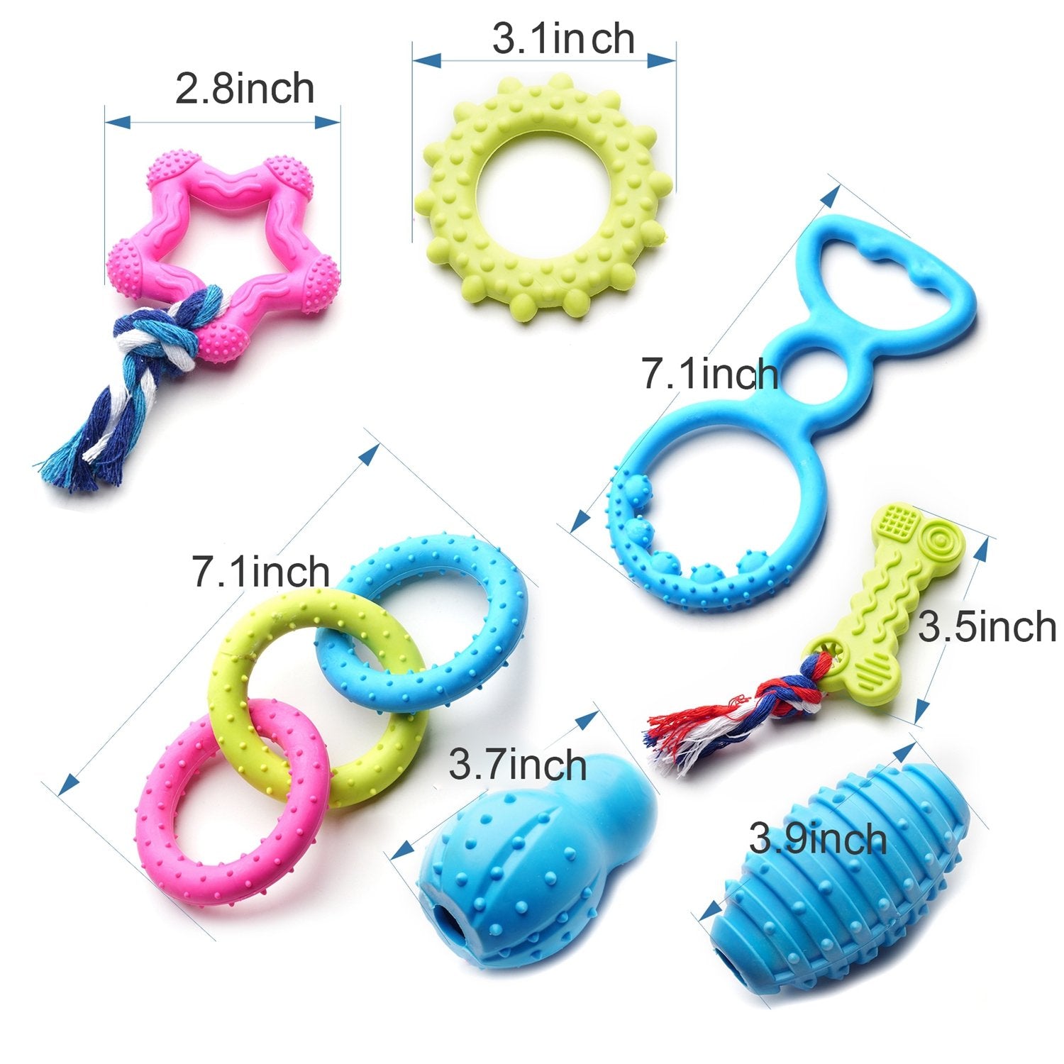 SZKOKUHO dog-toy-set-ball-ring-tug-chew supports fetch, tug, and dental play